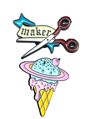 Set de pin tijeras y helado