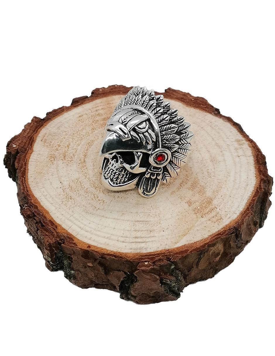 Anillo de calavera Cazador P 925 de plata pulido