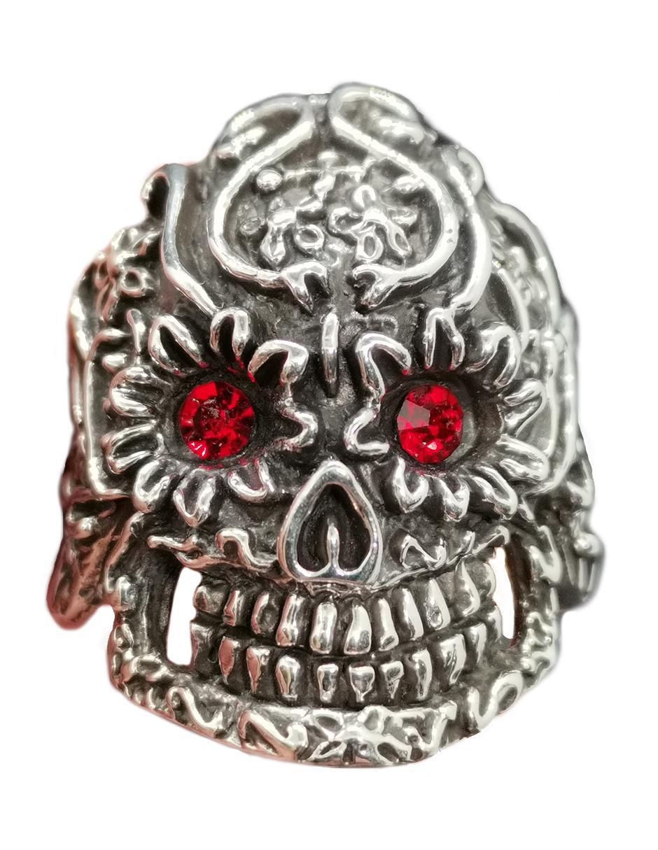Anillo de cráneo Craneos P 925 de plata pulido