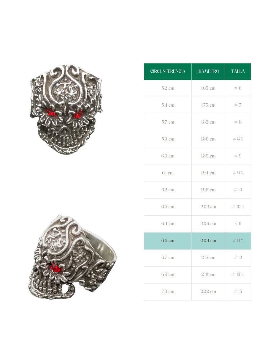 Anillo de cráneo Craneos P 925 de plata pulido