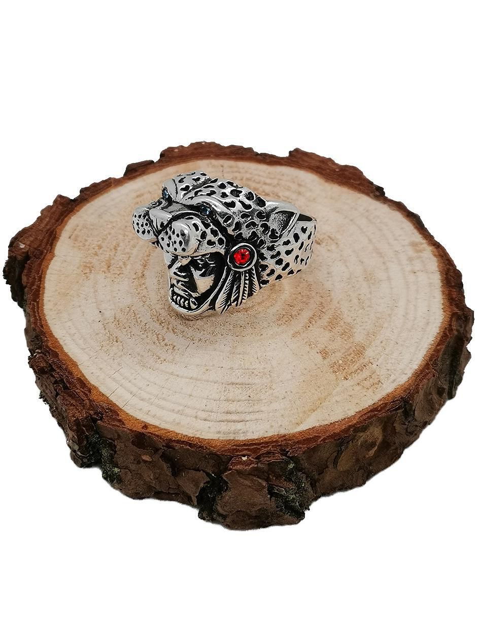 Anillo de guerrero jaguar Cazador P 925 de plata pulido 2