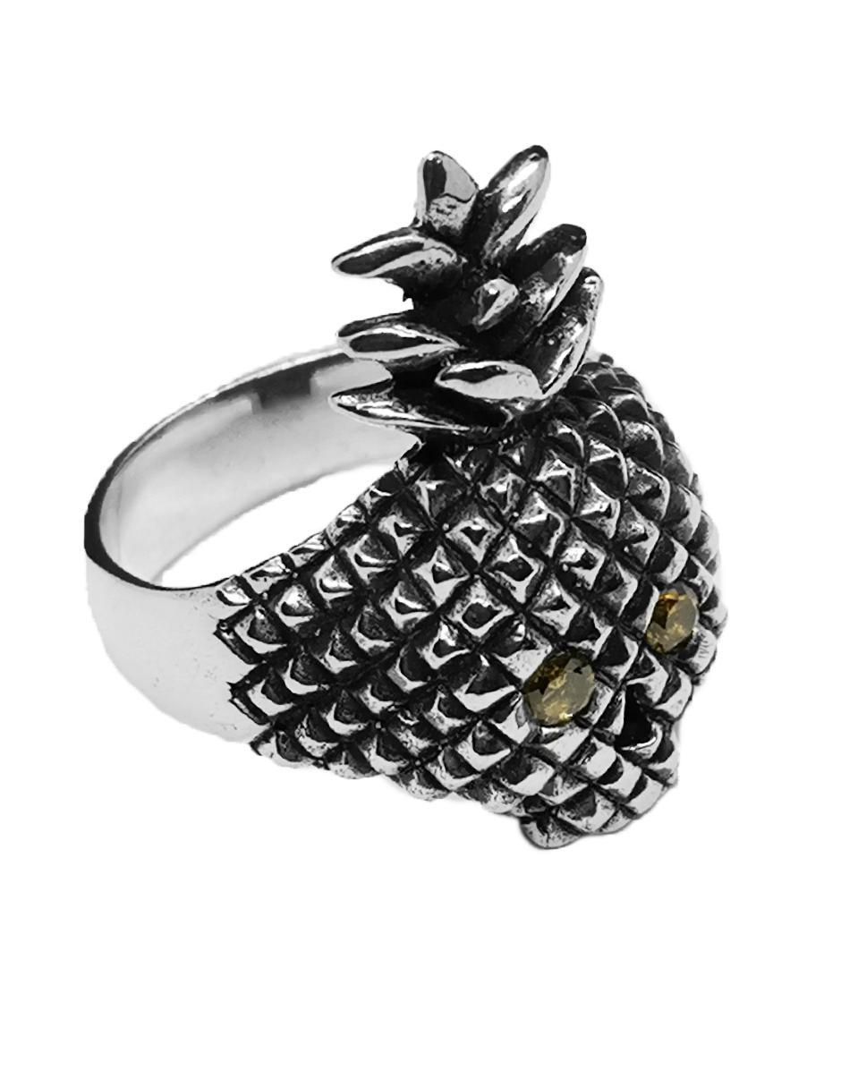 Anillo de cráneo P 925 de plata brillante