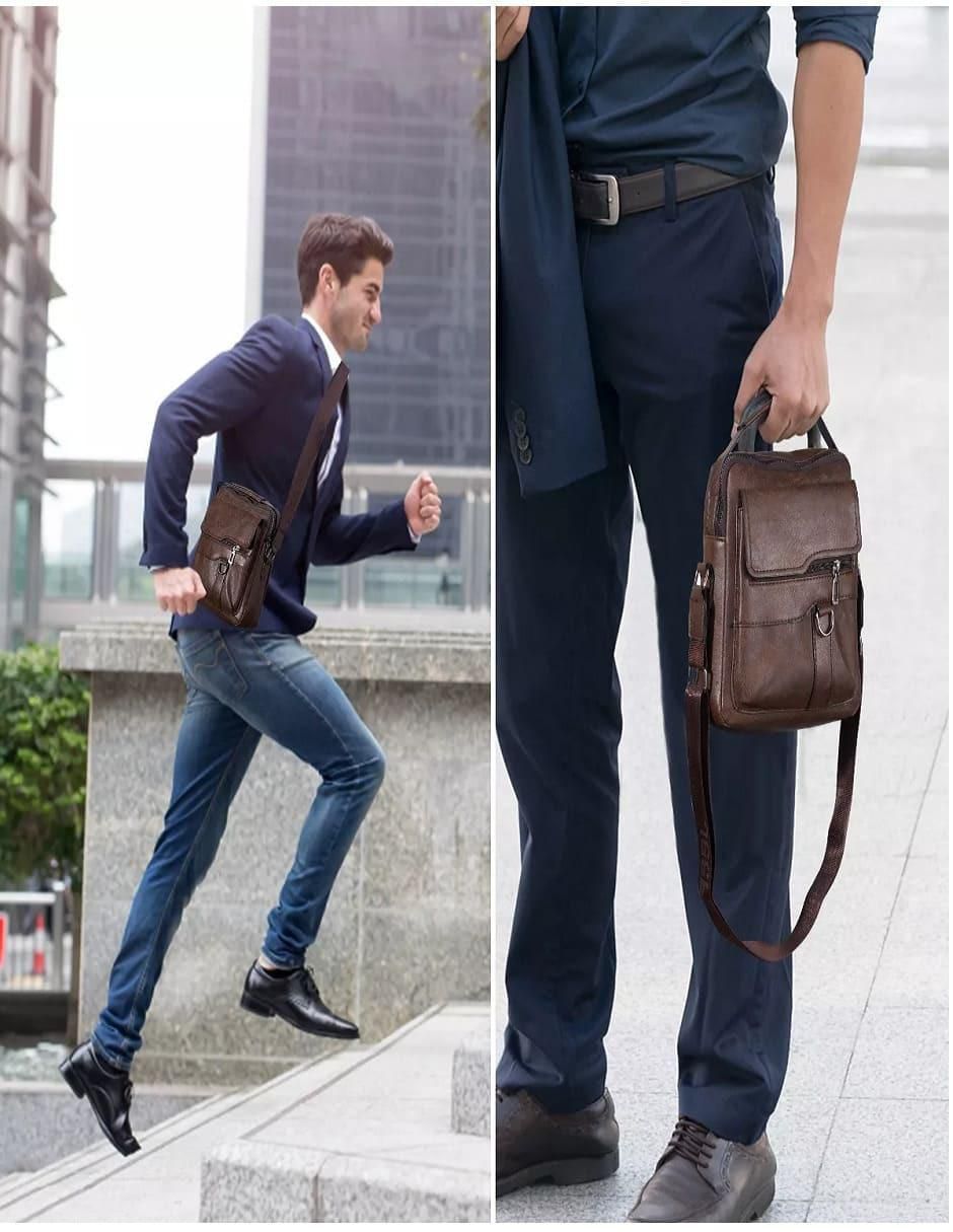 Bolsa crossbody de cuero para hombre