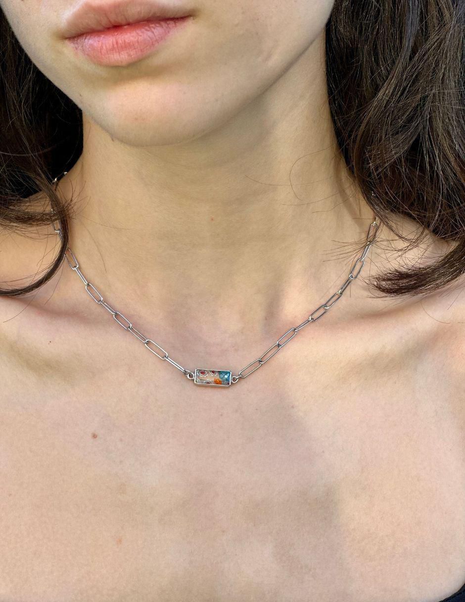 Collar rectangular de plata P 925 5