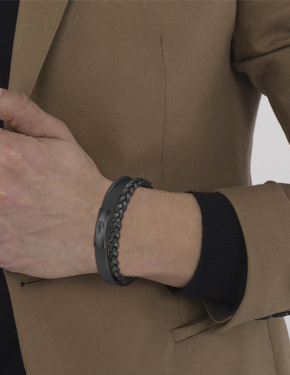 Pulsera Lacoste de piel con acabado liso