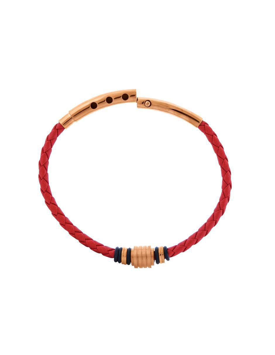 Pulsera de piel 14 K Bullet acabado baño de oro rosa 3