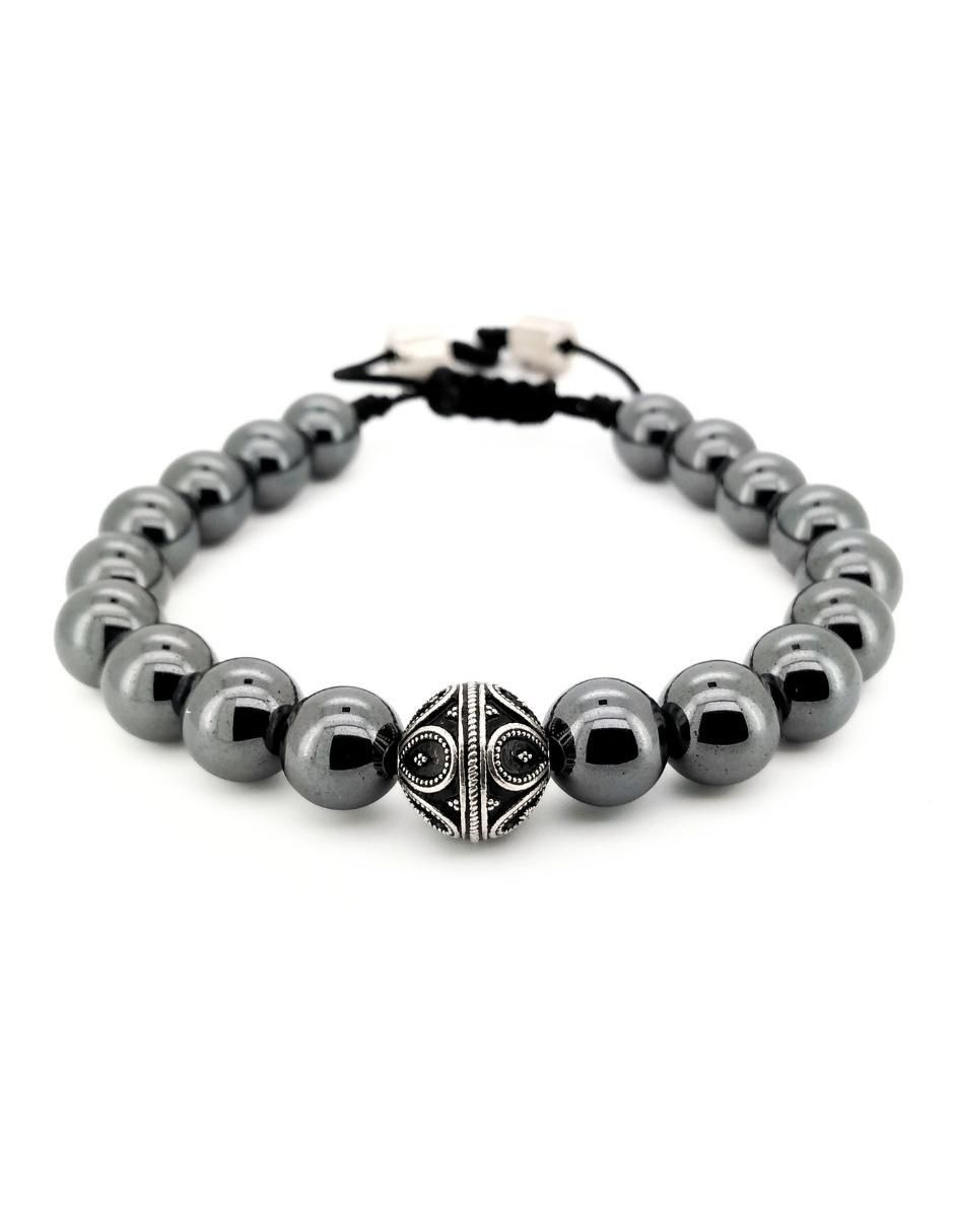 Pulsera de plata con hematita P 925 Bloodstone acabado brillante Pulsera de plata con hematita P 925 Bloodstone acabado brillante