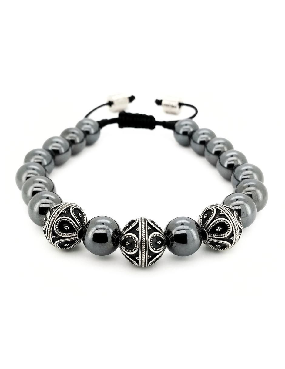 Pulsera de plata con hematita P 925 Bloodstone acabado brillante Pulsera de plata con hematita P 925 Bloodstone acabado brillante