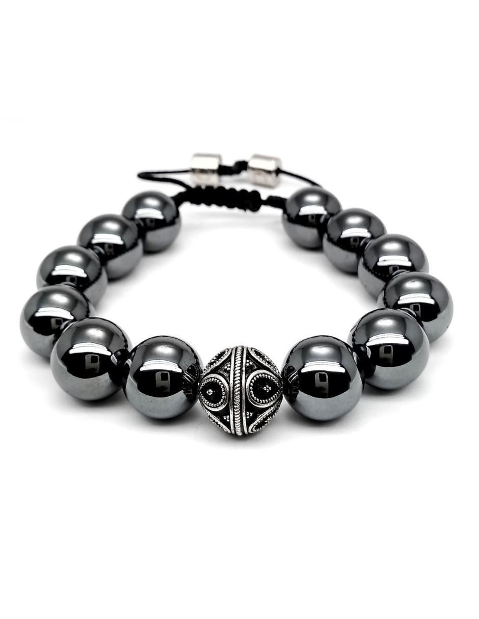 Pulsera de plata con hematita P 925 Bloodstone acabado brillante Pulsera de plata con hematita P 925 Bloodstone acabado brillante