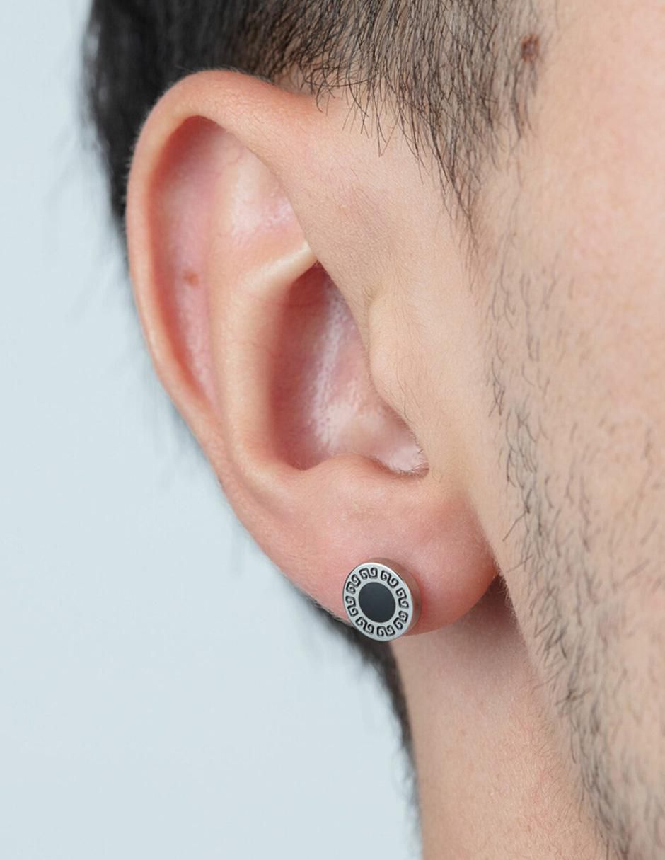 Aretes redondos Men Earrings con acabado brillante 4