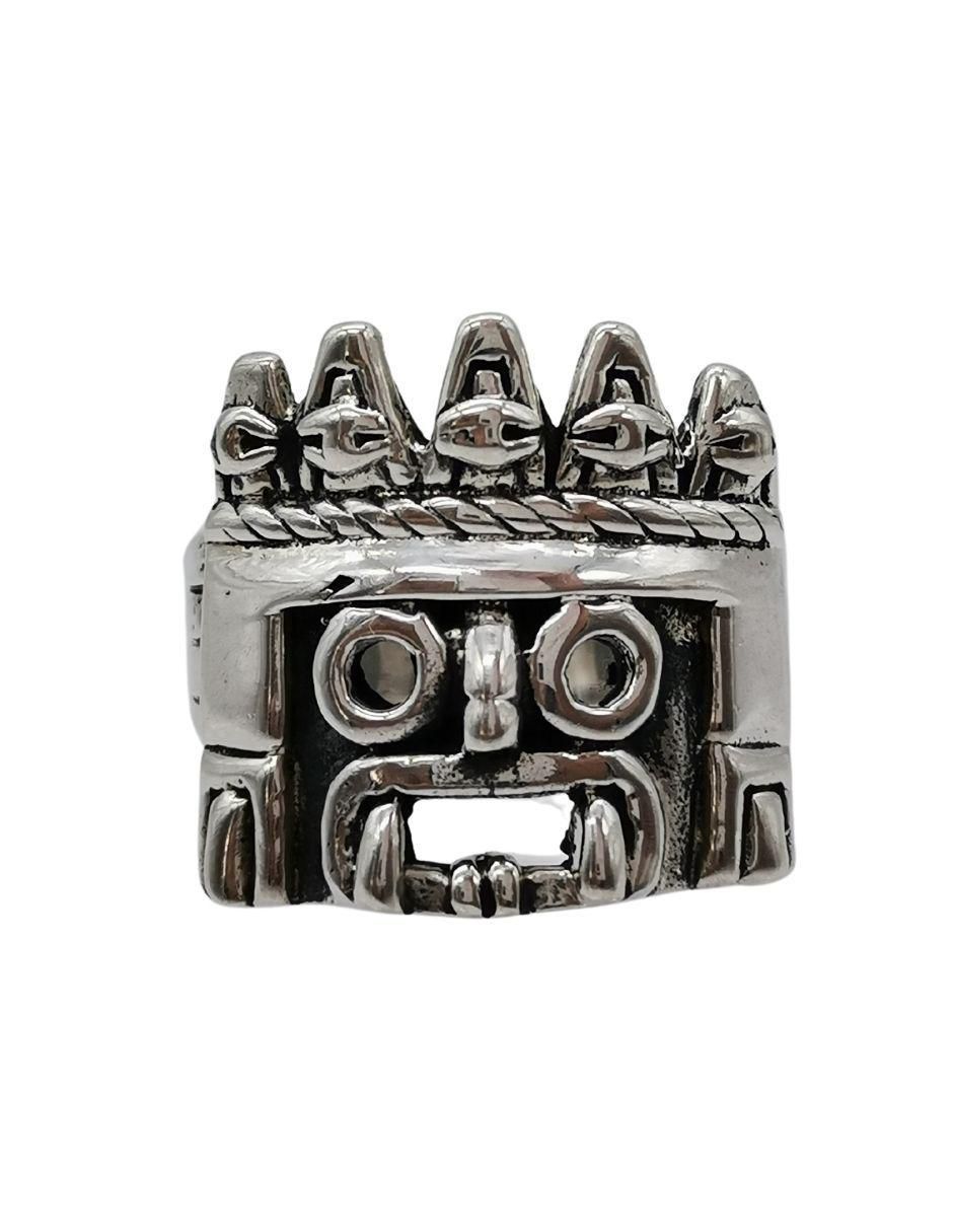 Anillo rectangular Tlaloc Sencillo P 925 de plata pulido