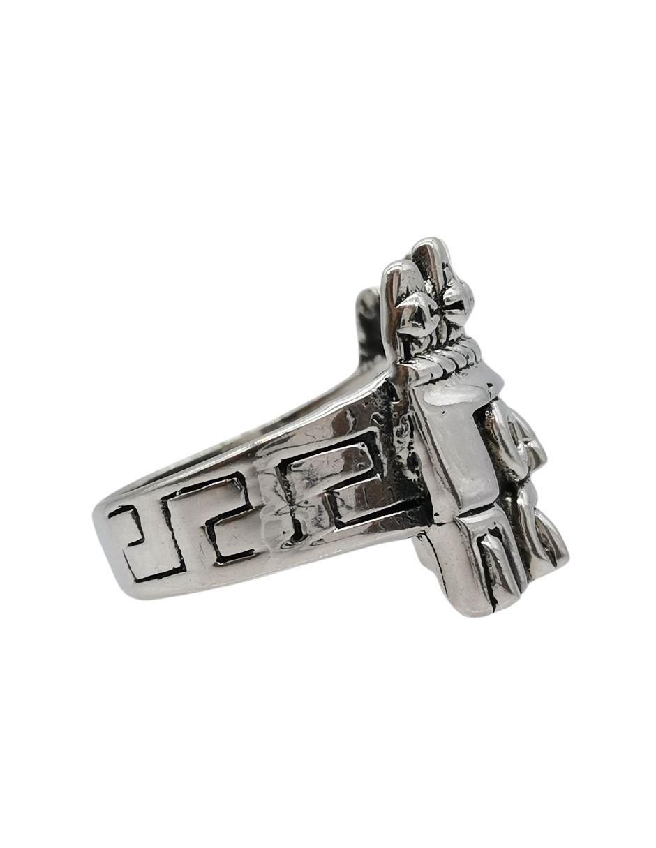 Anillo rectangular Tlaloc Sencillo P 925 de plata pulido