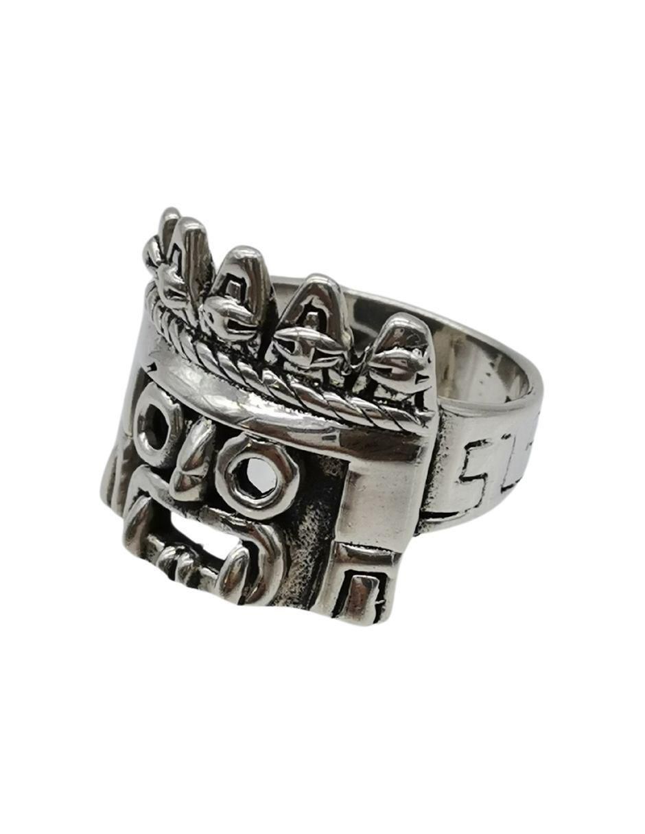 Anillo rectangular Tlaloc Sencillo P 925 de plata pulido