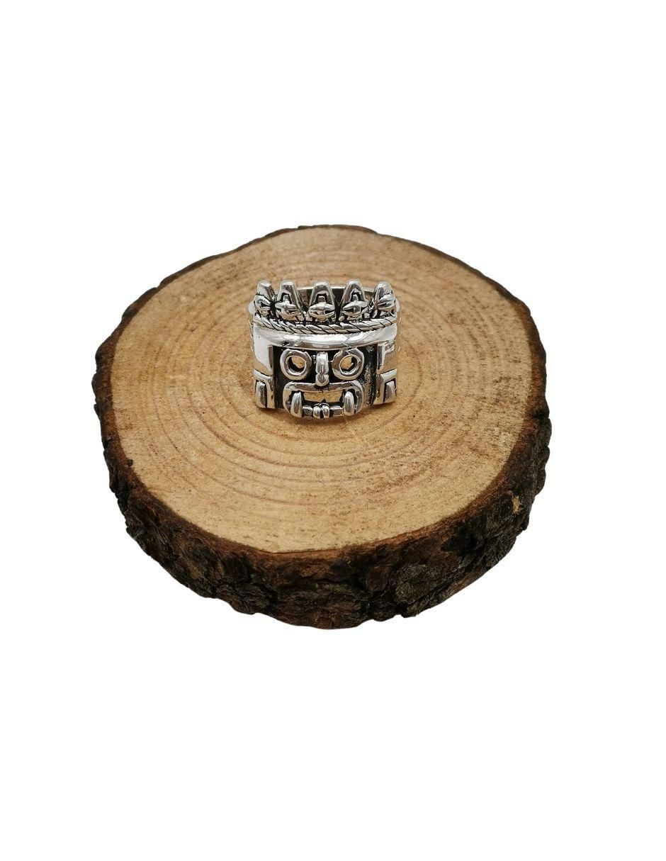 Anillo rectangular Tlaloc Sencillo P 925 de plata pulido 5