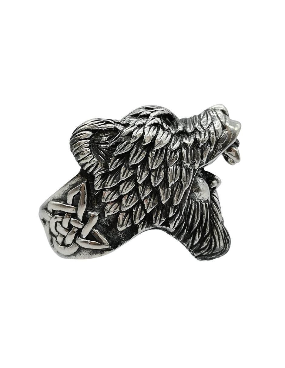 Anillo de oso Guerrero Oso Nordico P 925 de plata pulido 3