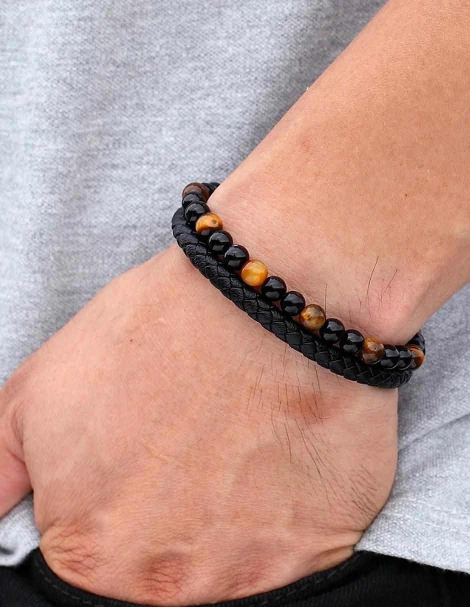 Pulsera con ojo de tigre Black acabado pulido 2