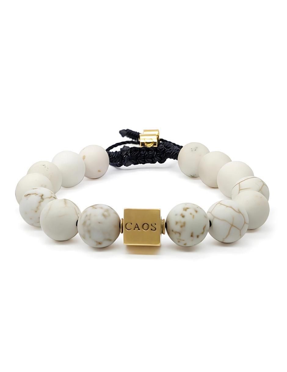 Pulsera con howlita 18 K Pompeya acabado chapa de oro
