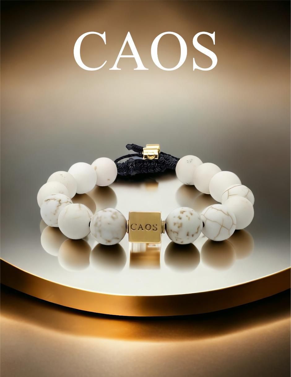 Pulsera con howlita 18 K Pompeya acabado chapa de oro 2