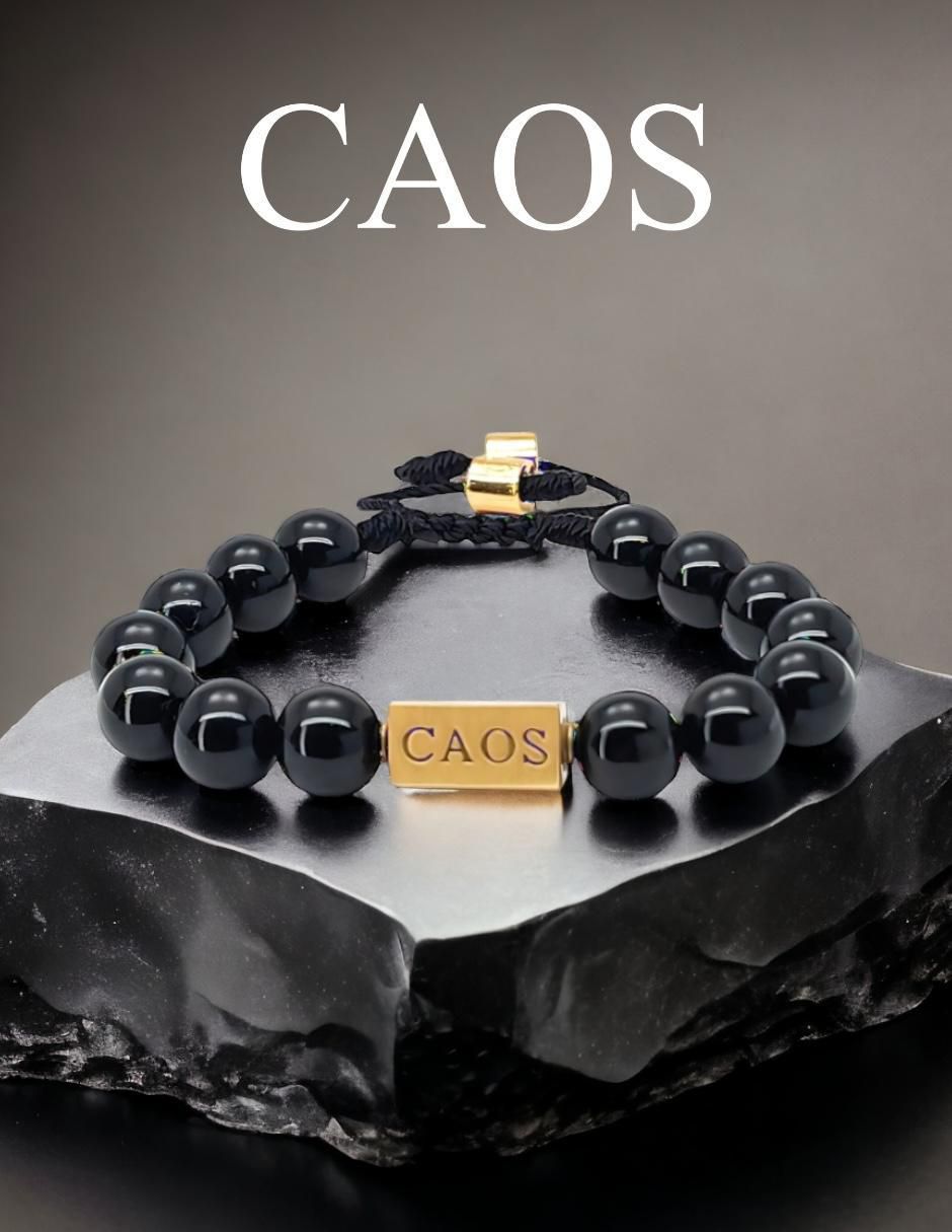 Pulsera con ónix 18 K Baalam acabado chapa de oro 2