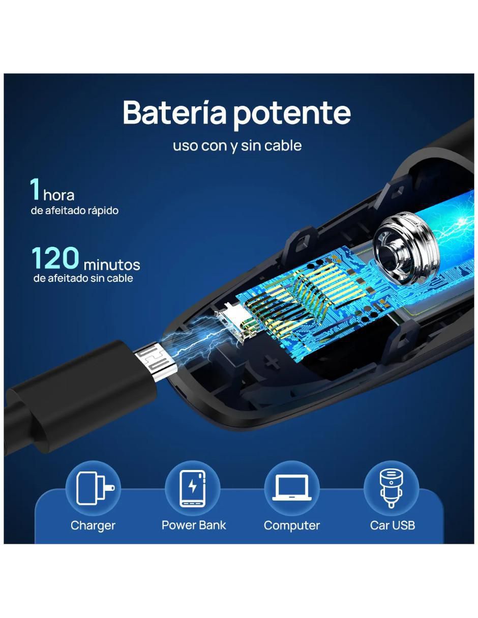 Recortadora para cabello, barba y cuerpo rasuradora contra el agua 4