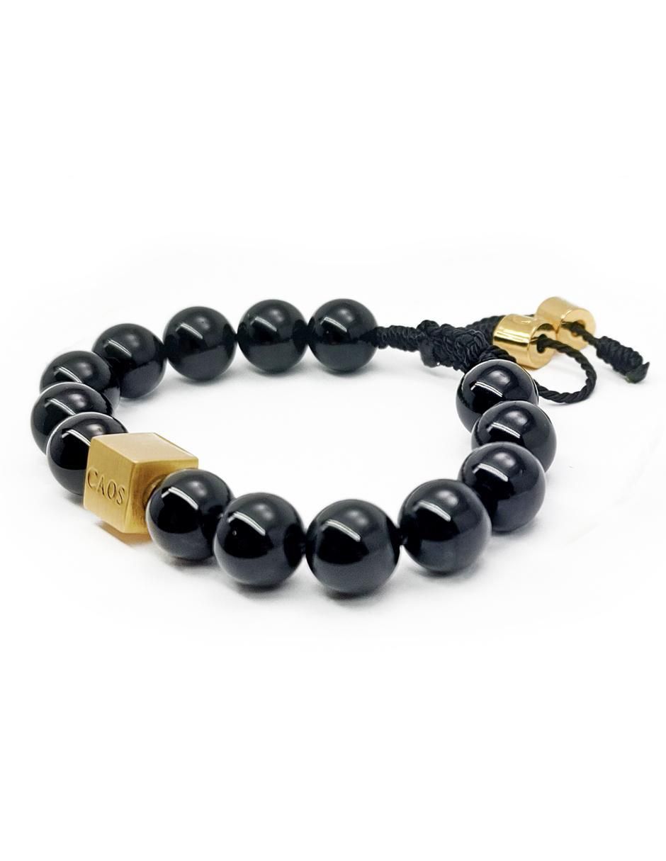 Pulsera con ónix 18 K acabado chapa de oro 4