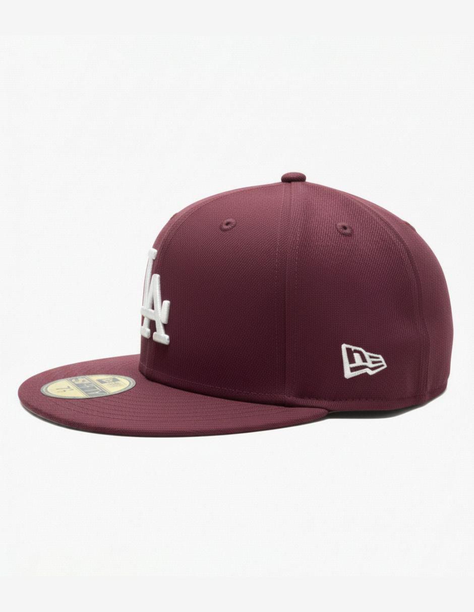 Gorra visera plana cerrada para béisbol 5950 Maroon Los Angeles Dodgers para hombre