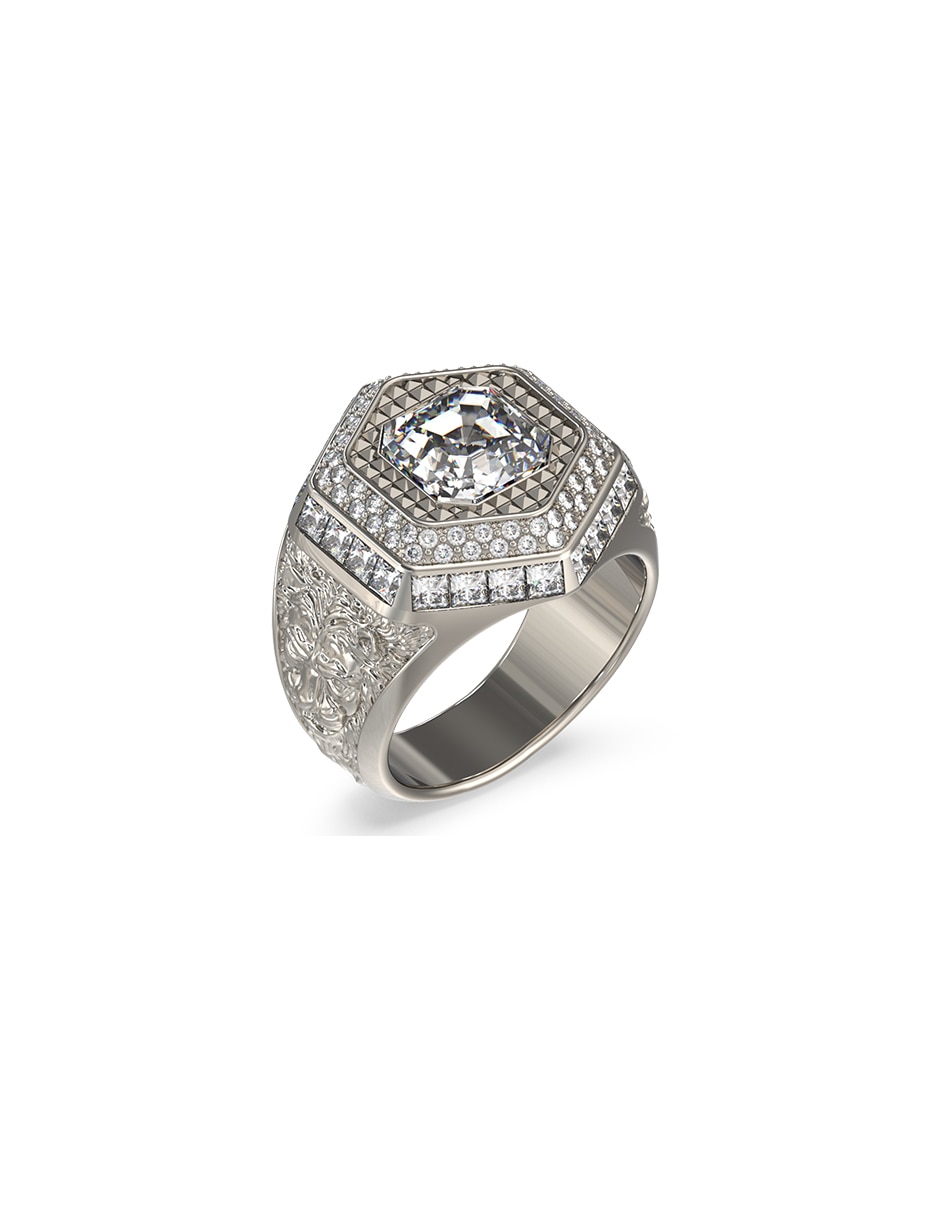 Anillo de león cristal pavé