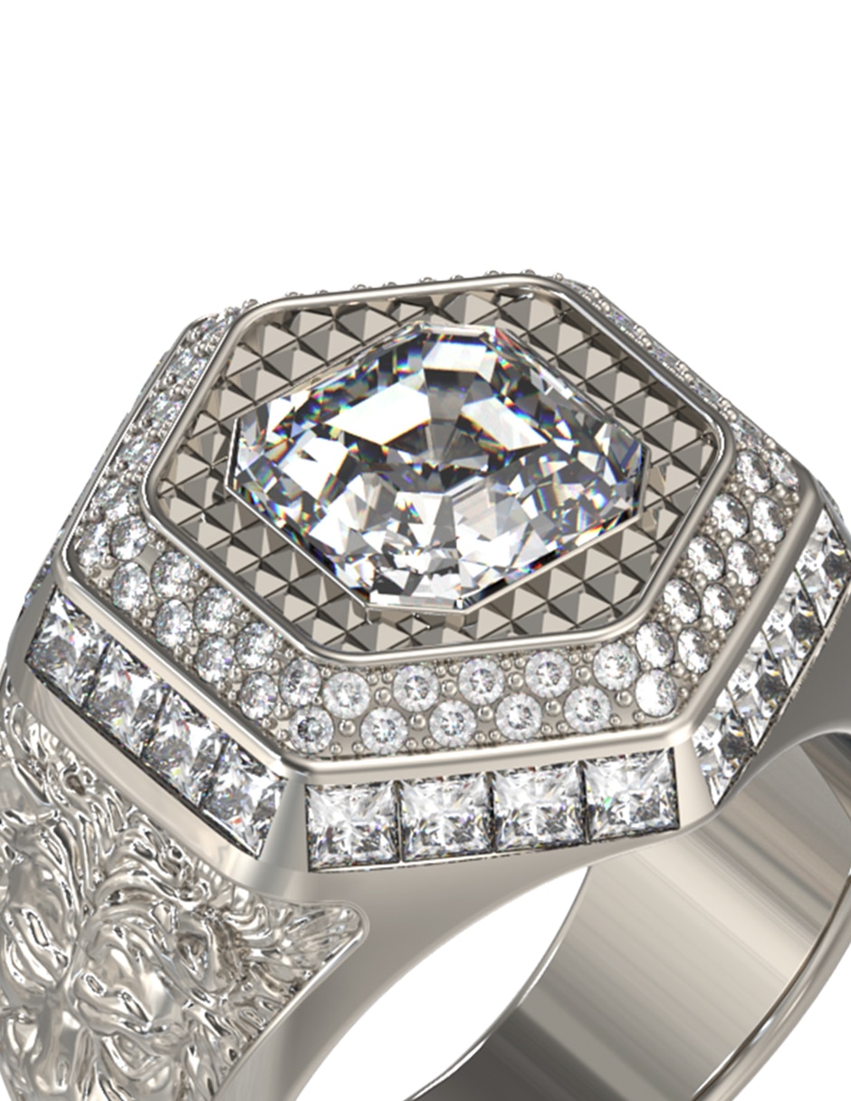 Anillo de león cristal pavé