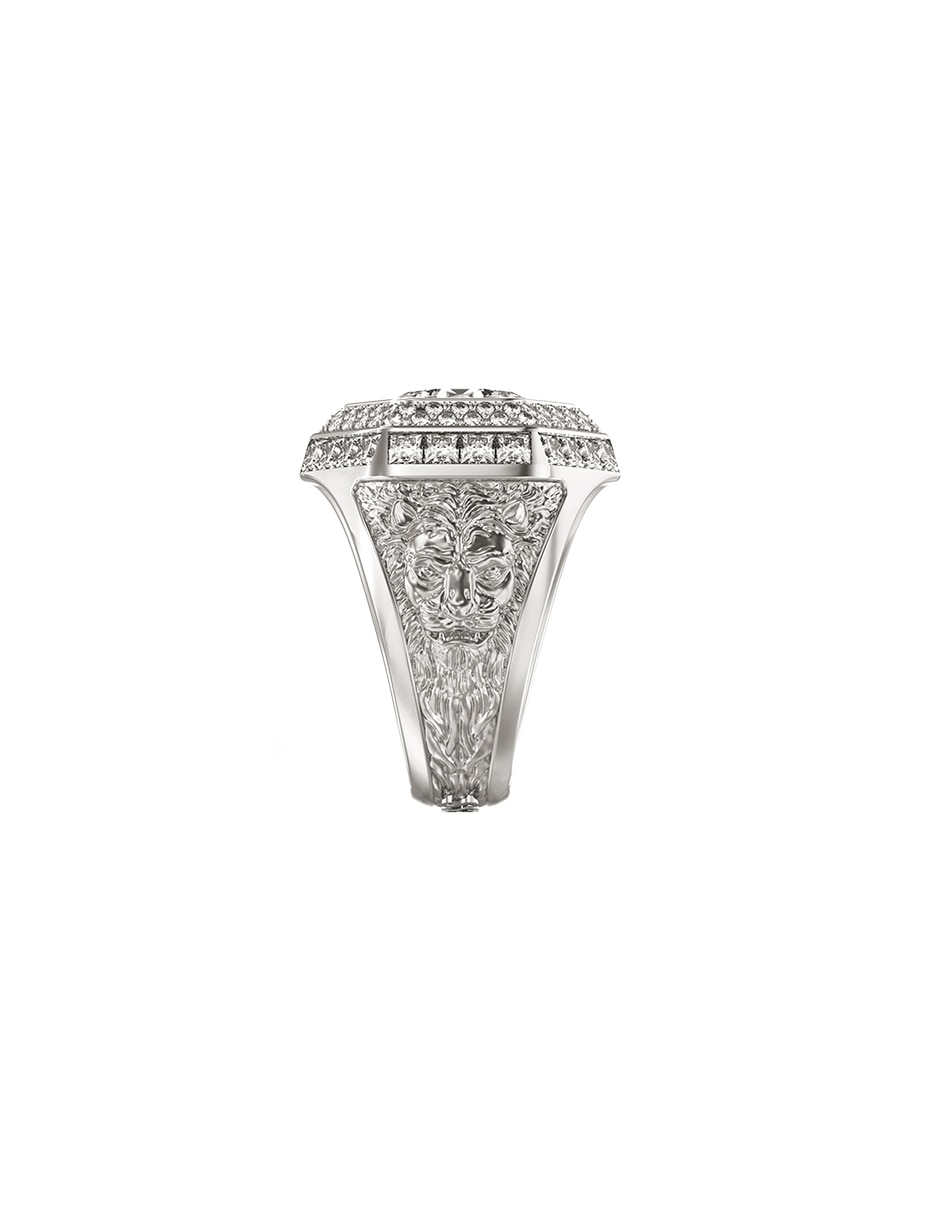 Anillo de león cristal pavé