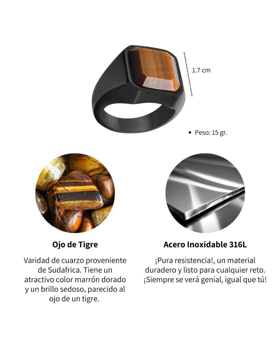 Anillo cuadrada Black ojo de tigre pulido
