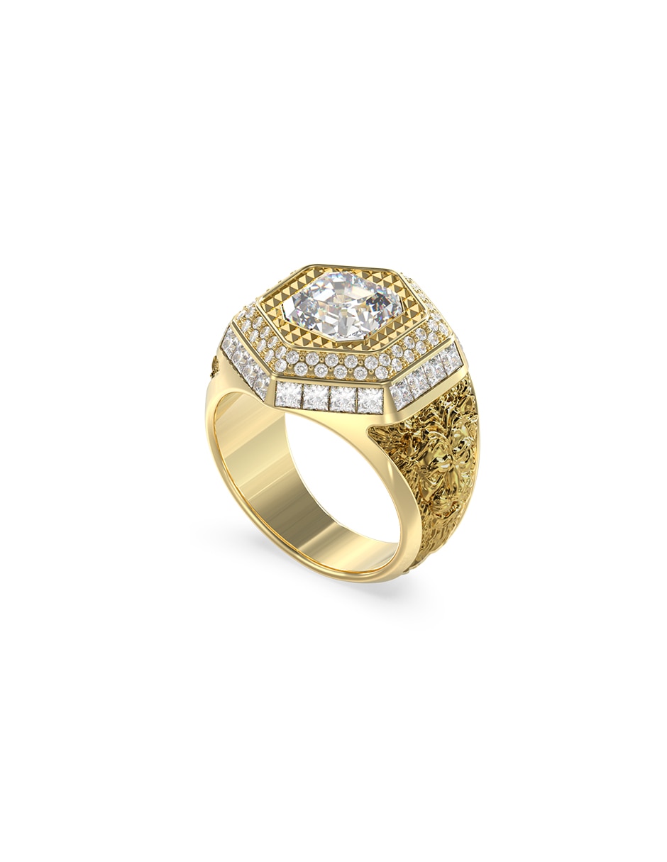 Anillo hexagono guess lion king de acero inoxidable brillante