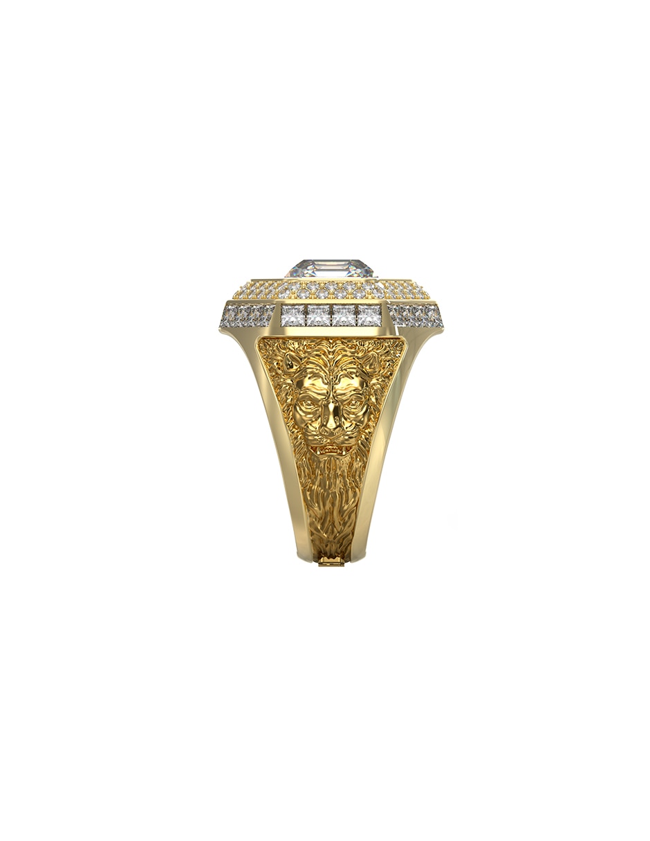 Anillo hexagono lion king de acero inoxidable brillante