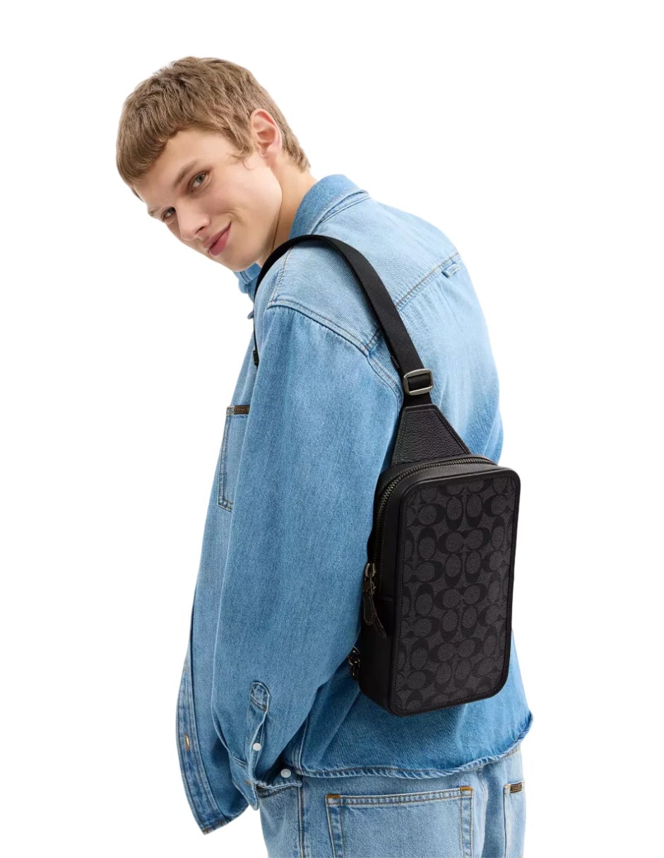 Bolsa bandolera Signature de cuero y piel para hombre