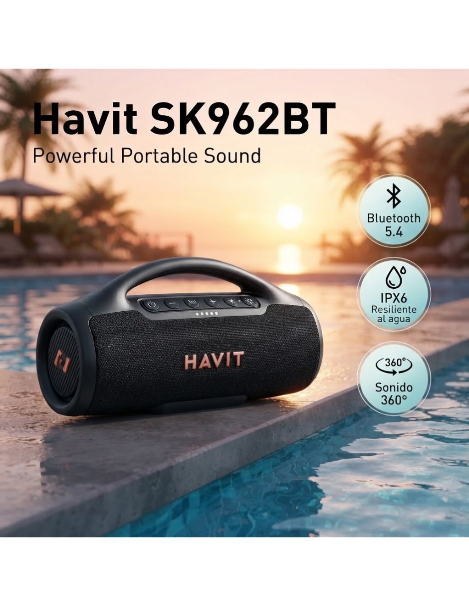 Bocina portatil havit sk962bt contra agua ipx6 bluetooth 2