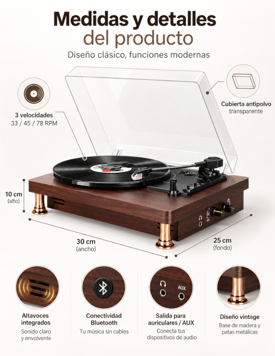 Tornamesa bluetooth/usb 5