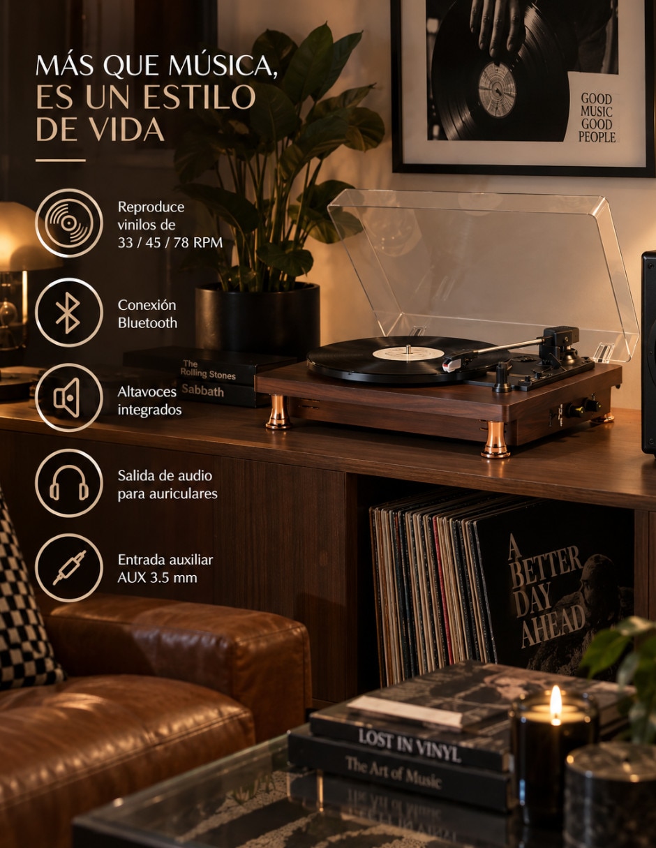 Tornamesa bluetooth/usb 3