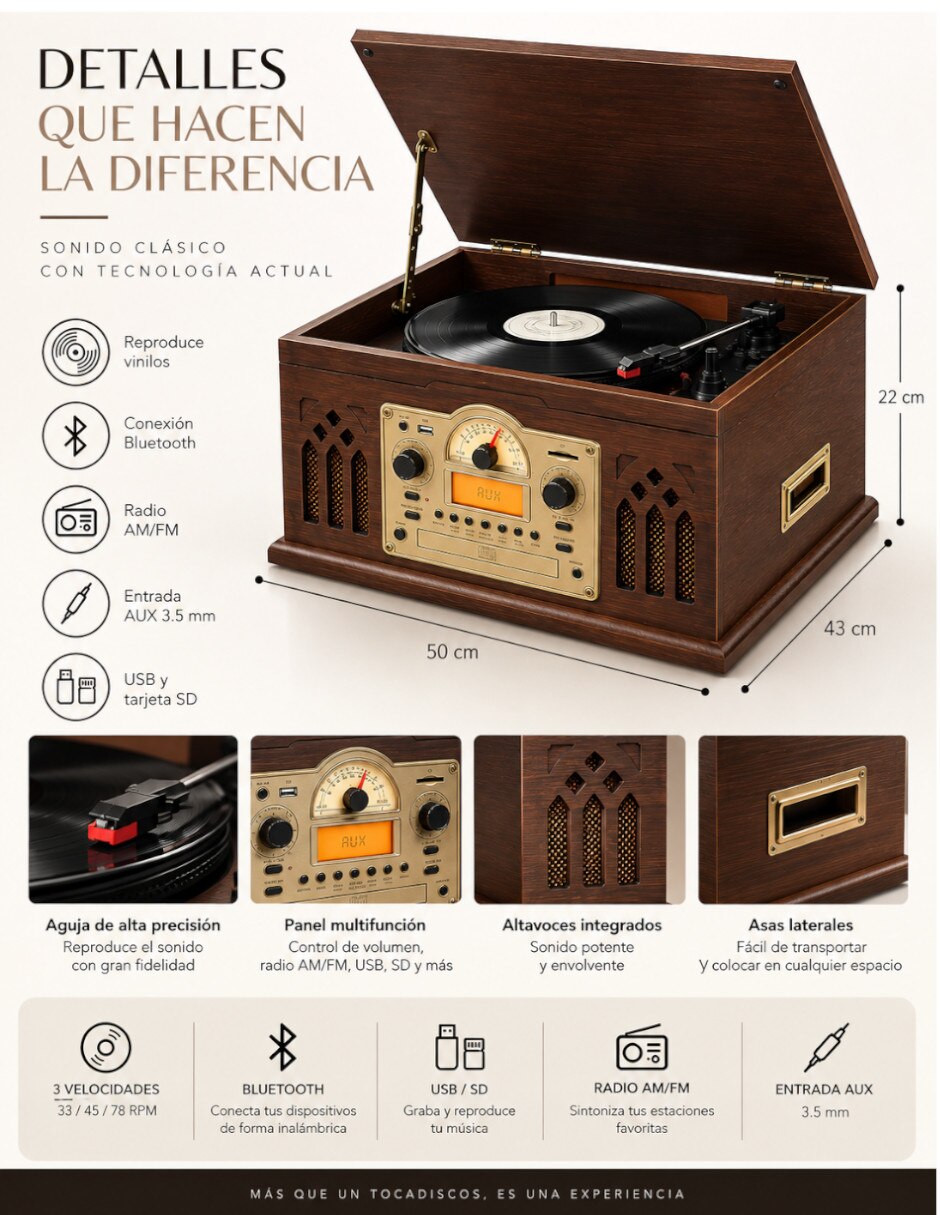 Tornamesa bluetooth/usb 5
