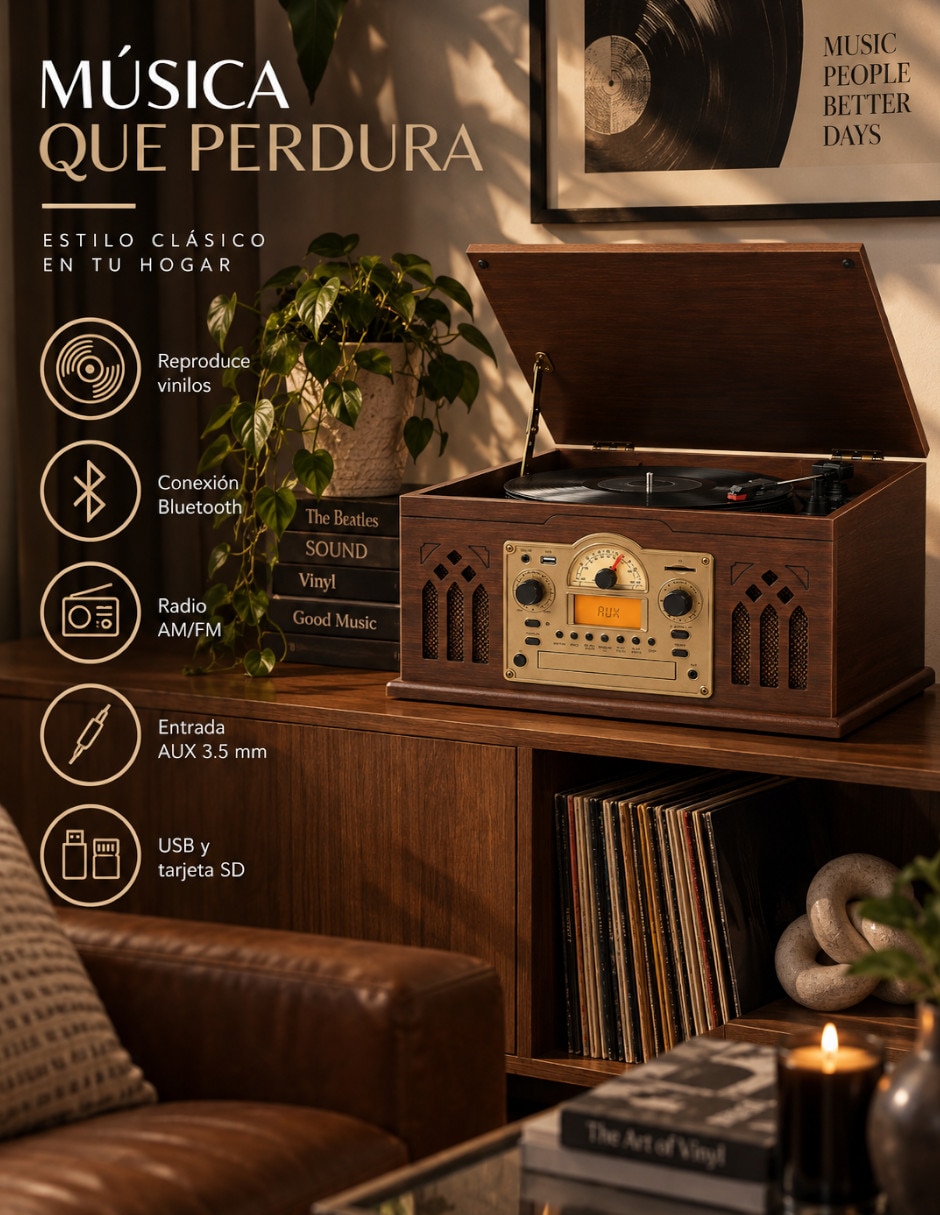Tornamesa bluetooth/usb 3