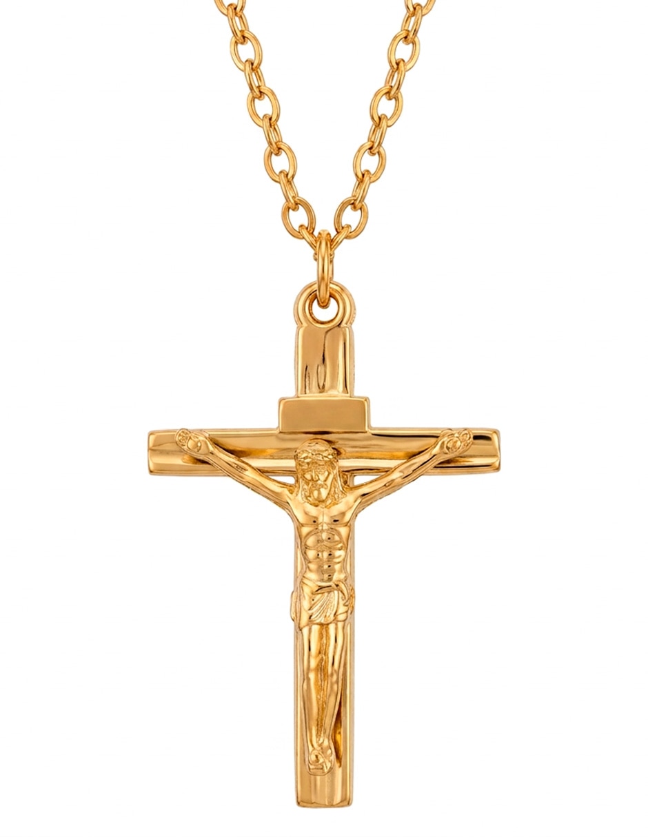 Collar con dije de crucifijo collar cruz jesucristo de acero inoxidable 18 k Collar con dije de crucifijo collar cruz jesucristo de acero inoxidable 18 k