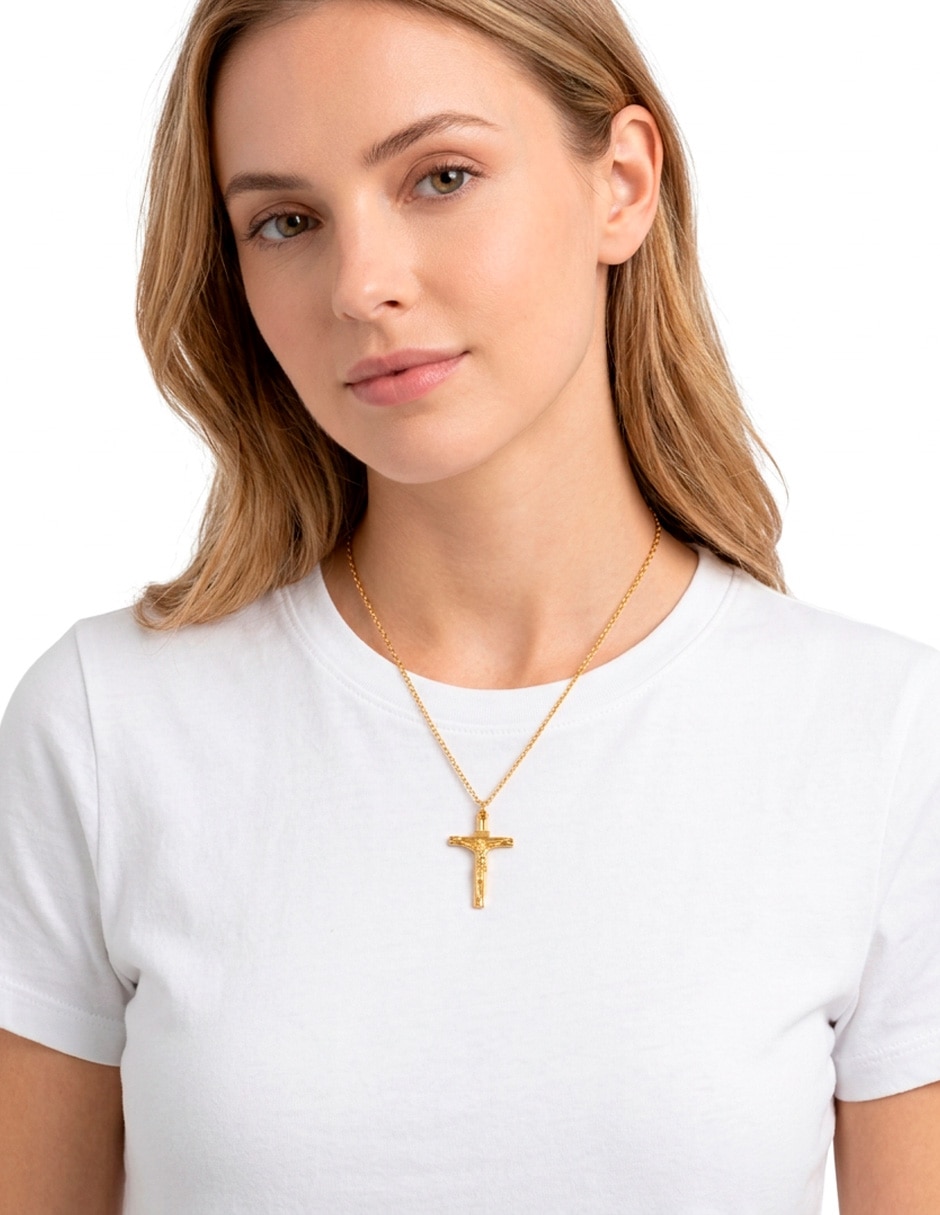 Collar con dije de crucifijo collar cruz jesucristo de acero inoxidable 18 k 2
