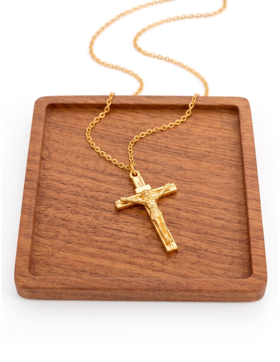 Collar con dije de crucifijo collar cruz jesucristo de acero inoxidable 18 k 4